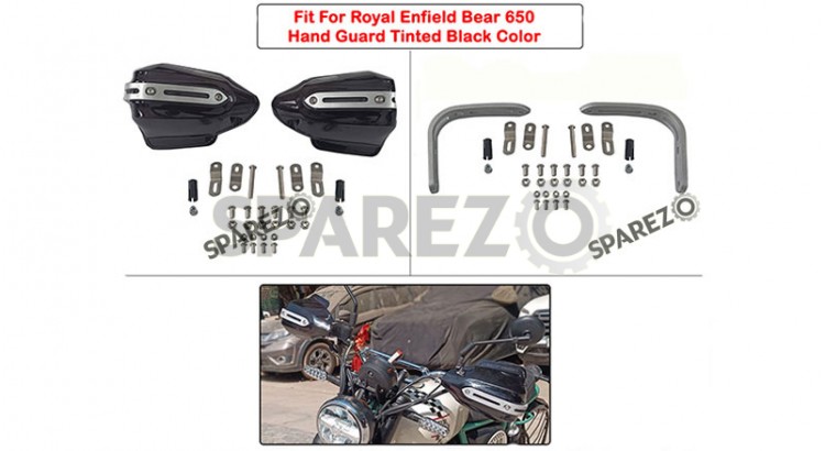 Fit For Royal Enfield Bear 650 Tinted Black Color Hand Guard Kit - SPAREZO
